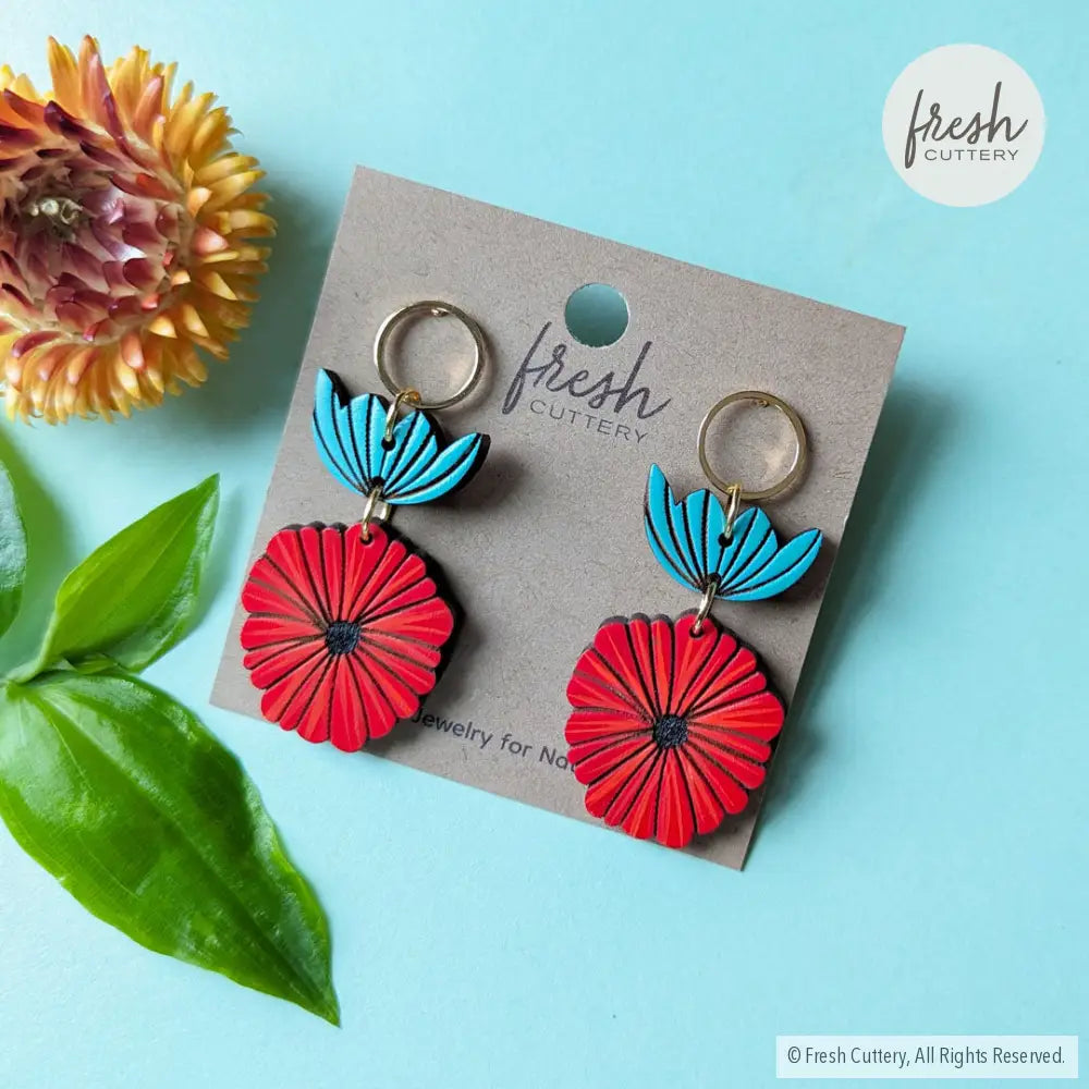 Scandinavian Poppy Earrings Dangle And Drop