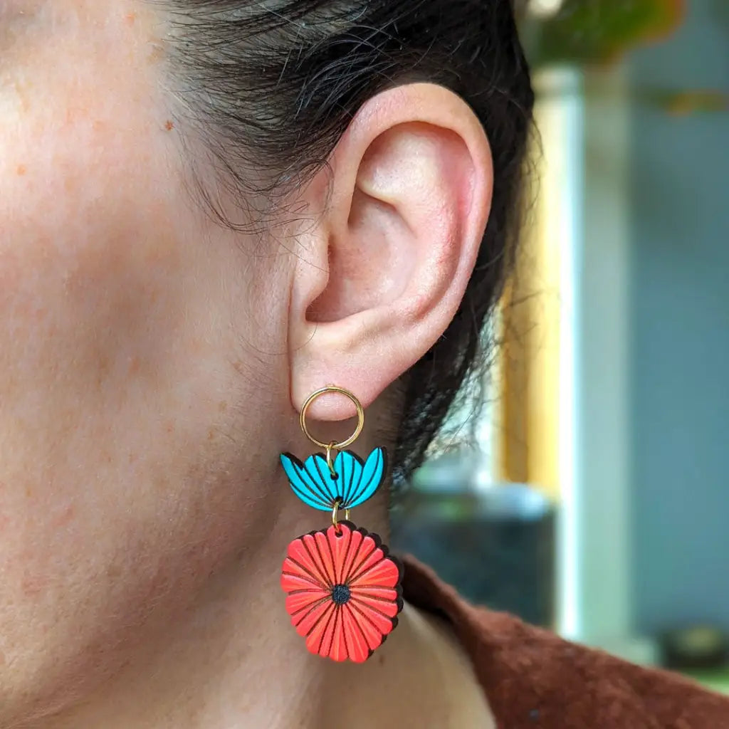 Scandinavian Poppy Earrings Dangle And Drop