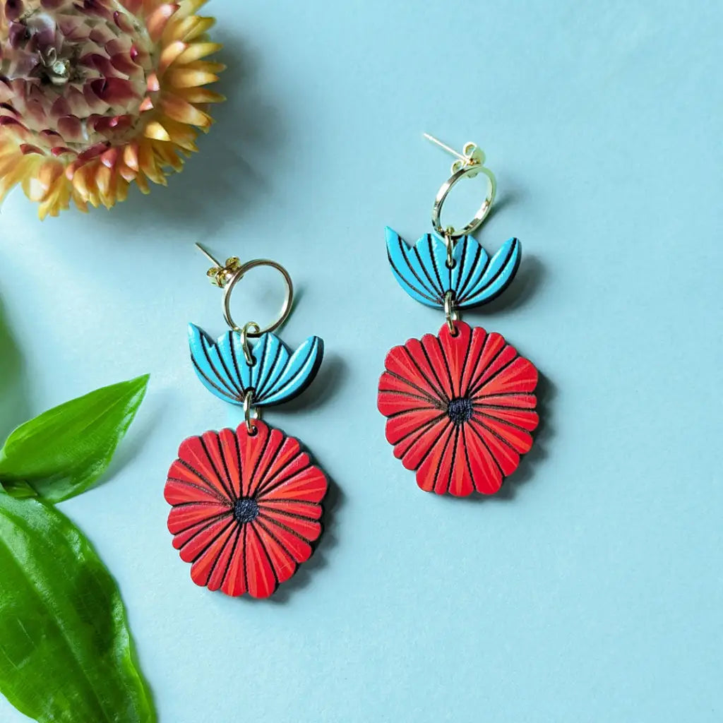 Scandinavian Poppy Earrings Dangle And Drop