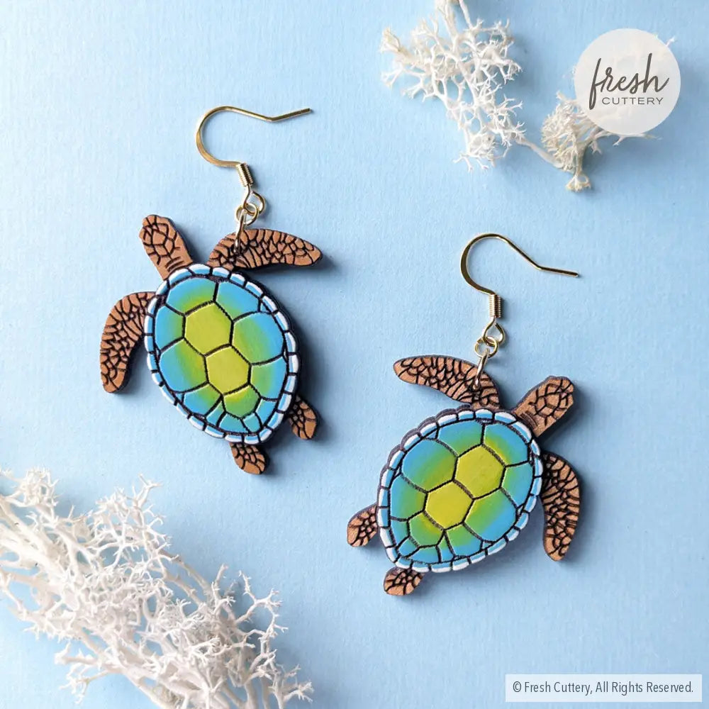 Sea Turtle Earrings Gold Ear Wires Dangle And Drop