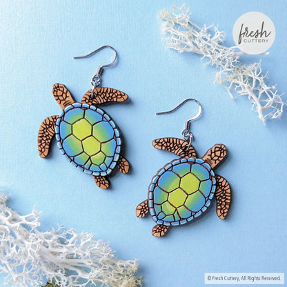 Sea Turtle Earrings Silver Ear Wires Dangle And Drop