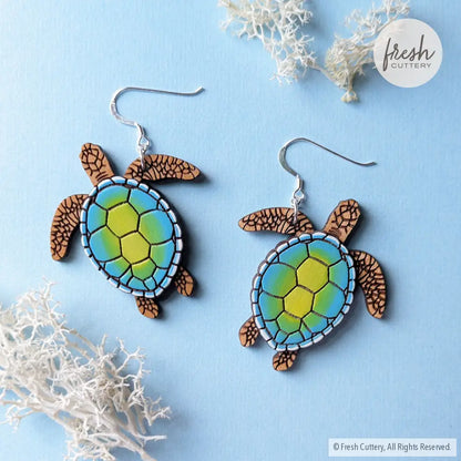 Sea Turtle Earrings Sterling Silver Ear Wires Dangle And Drop