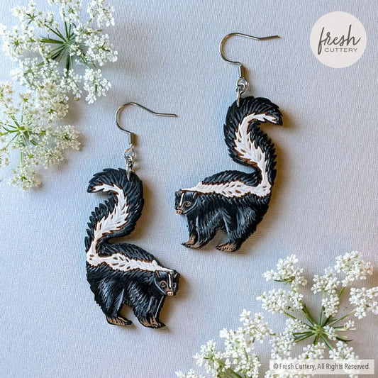 Skunk Earrings Dangle and Drop Earrings