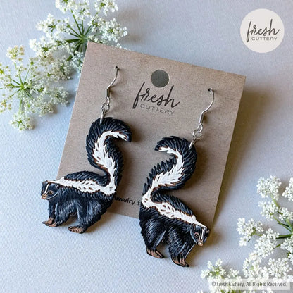 Skunk Earrings Dangle and Drop Earrings