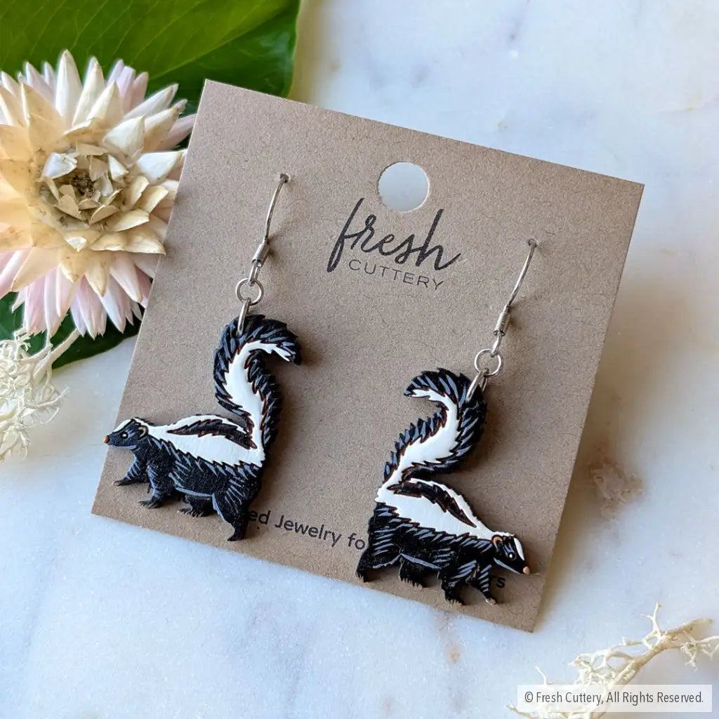 Skunk Earrings - Dangle and Drop Earrings