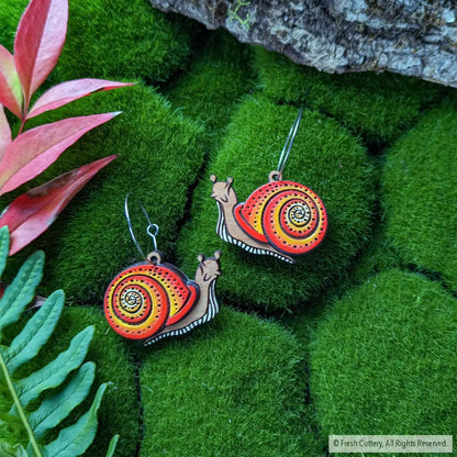 Snail Hoops Red / Gold Dangle And Drop Earrings