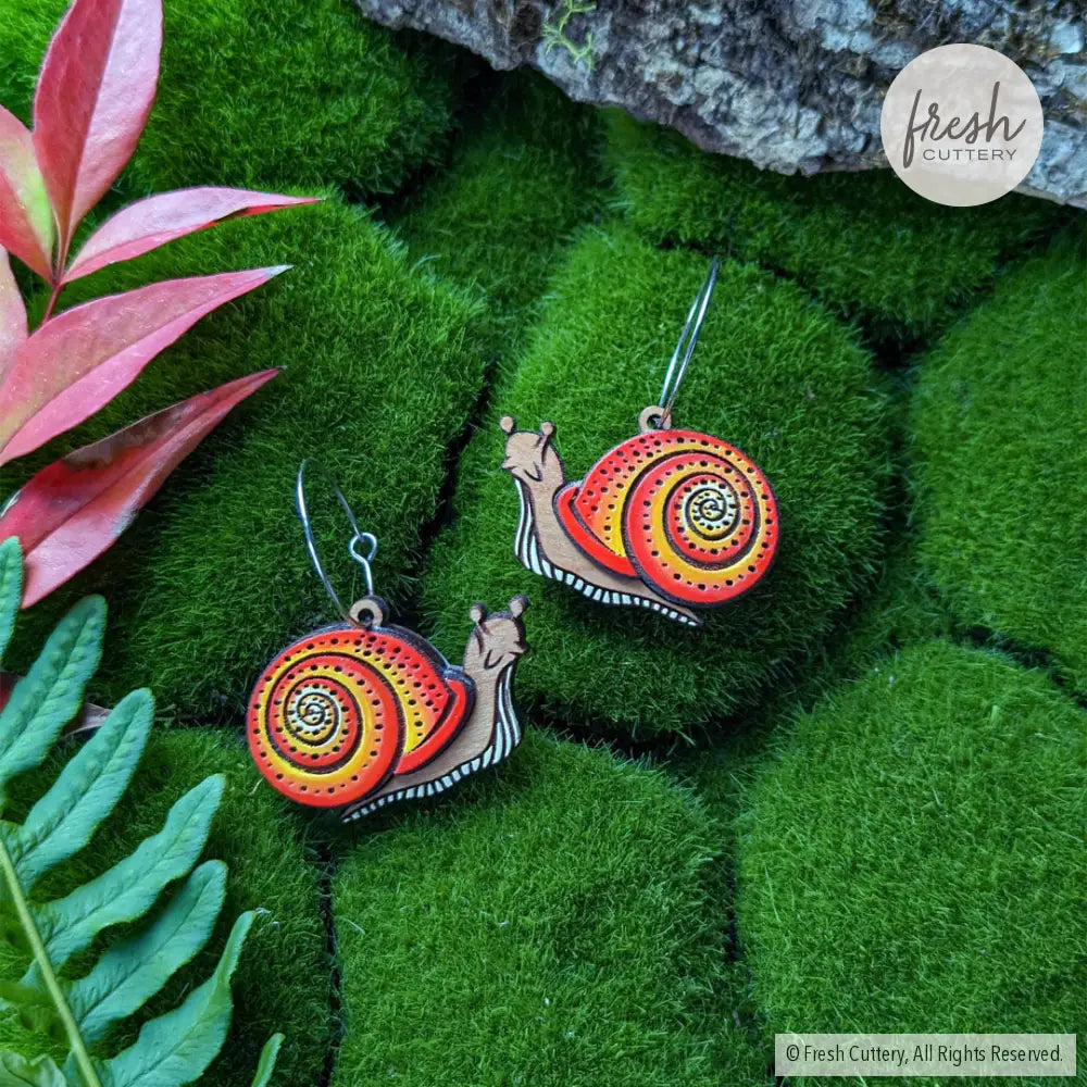 Snail Hoops Red / Gold Dangle And Drop Earrings