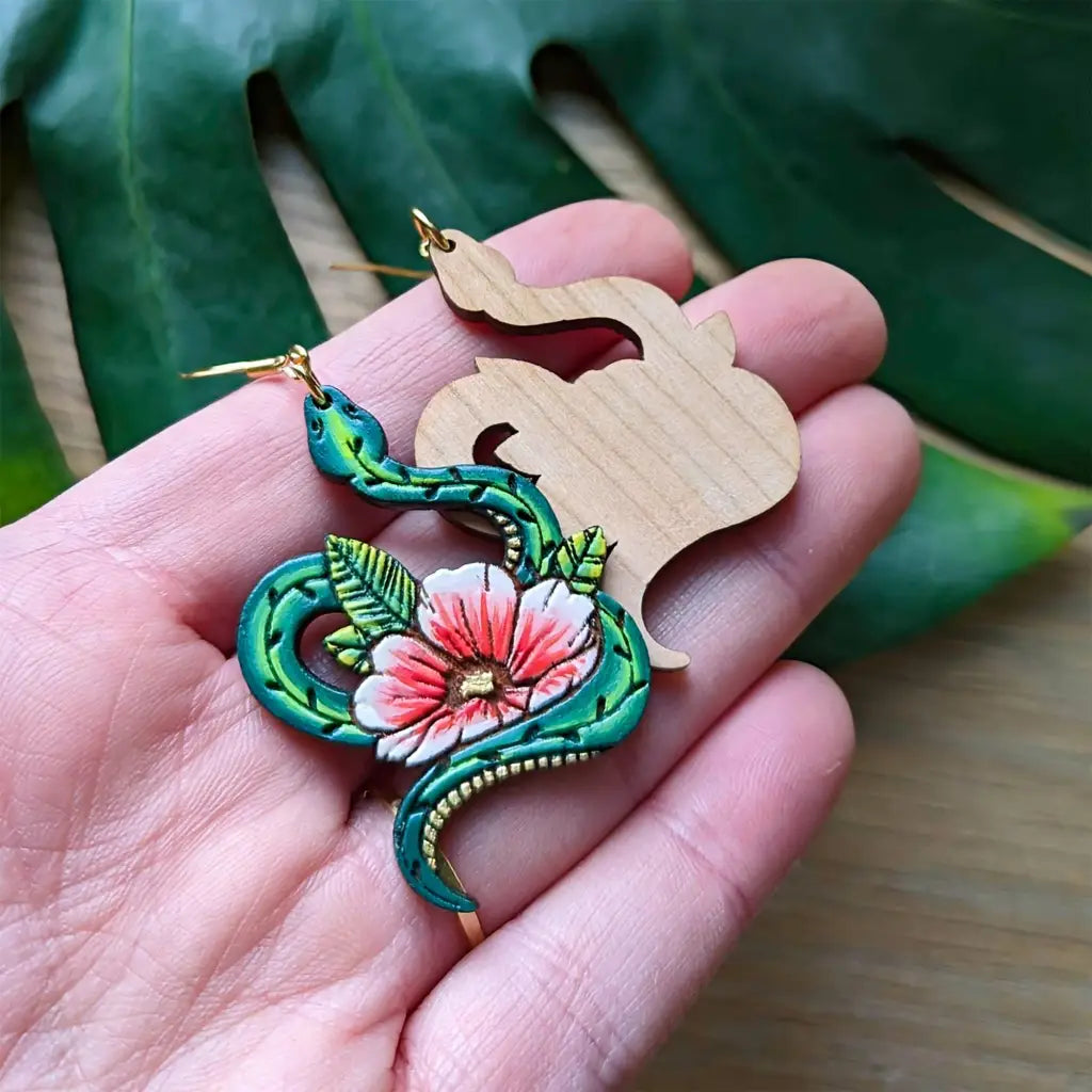 Snake Tattoo Statement Earrings Dangle And Drop