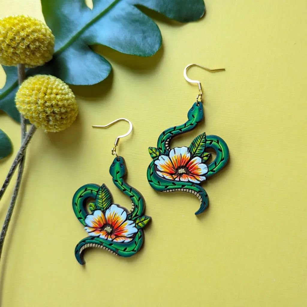 Snake Tattoo Statement Earrings Dangle And Drop