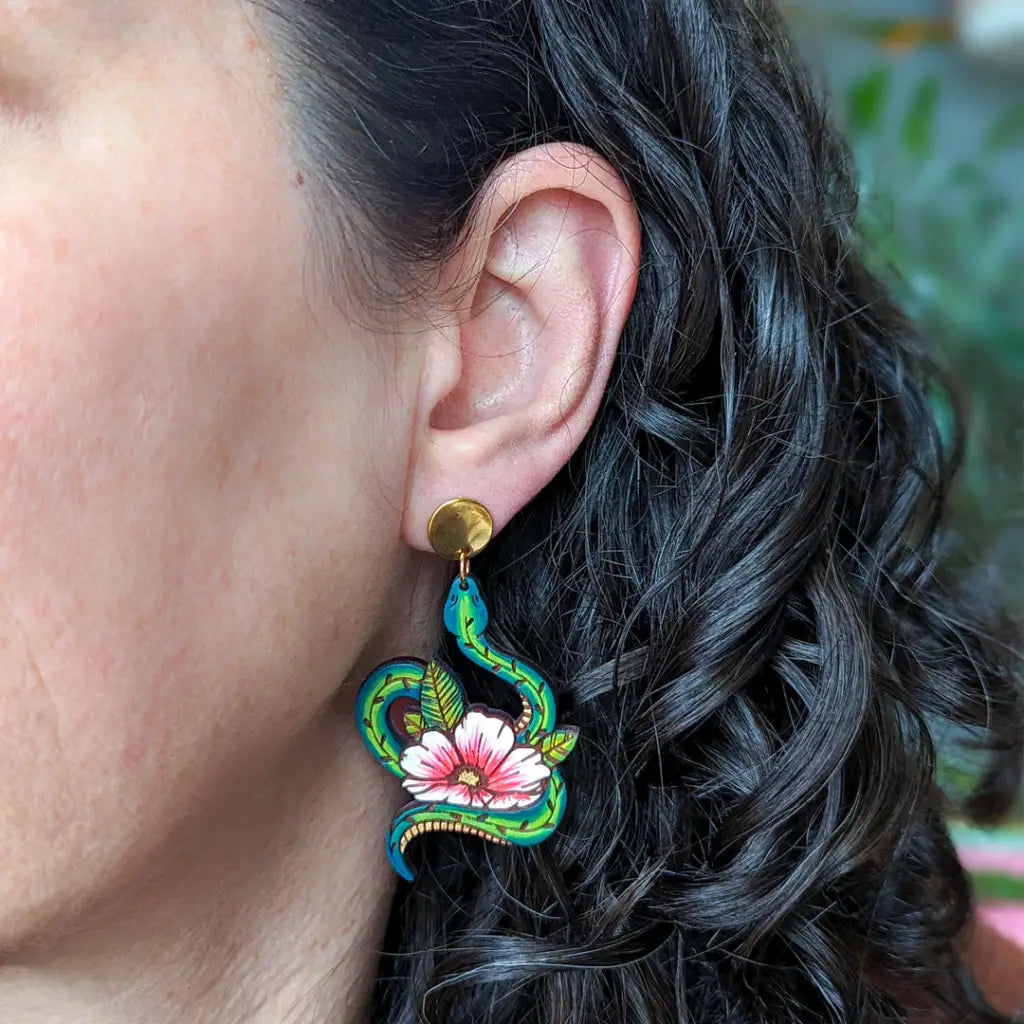 Snake Tattoo Statement Earrings Dangle And Drop