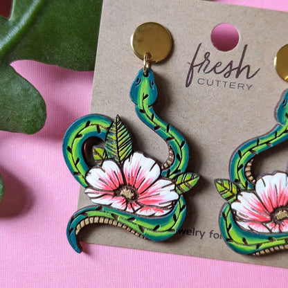 Snake Tattoo Statement Earrings Dangle And Drop