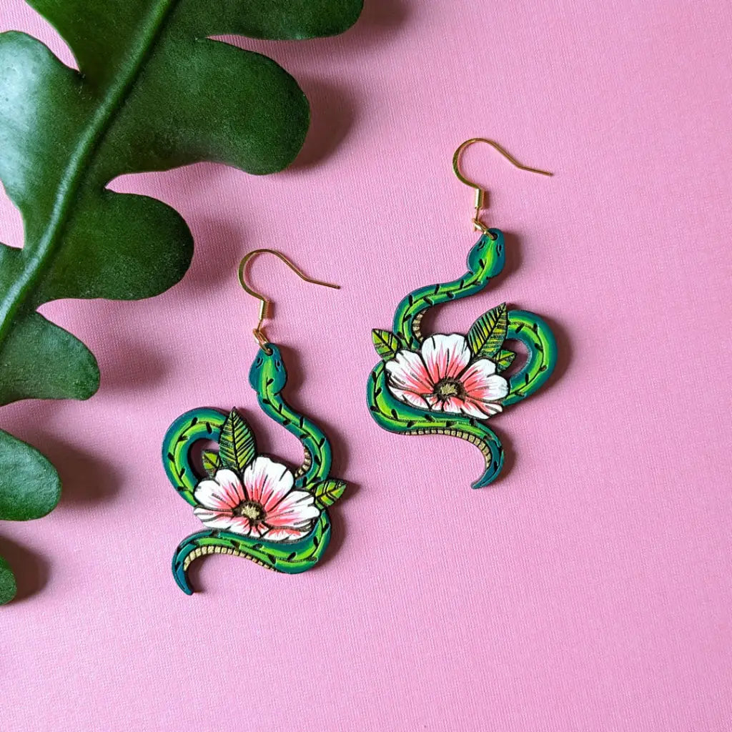 Snake Tattoo Statement Earrings Dangle And Drop