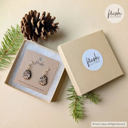 Snowy Pine Cone Earrings Dangle and Drop Earrings