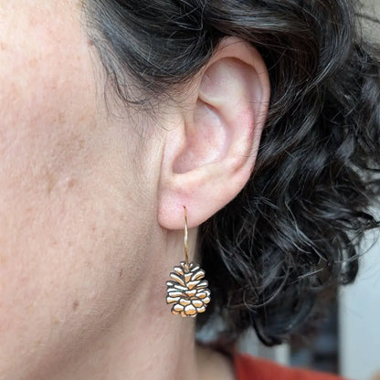 Snowy Pine Cone Earrings Dangle and Drop Earrings
