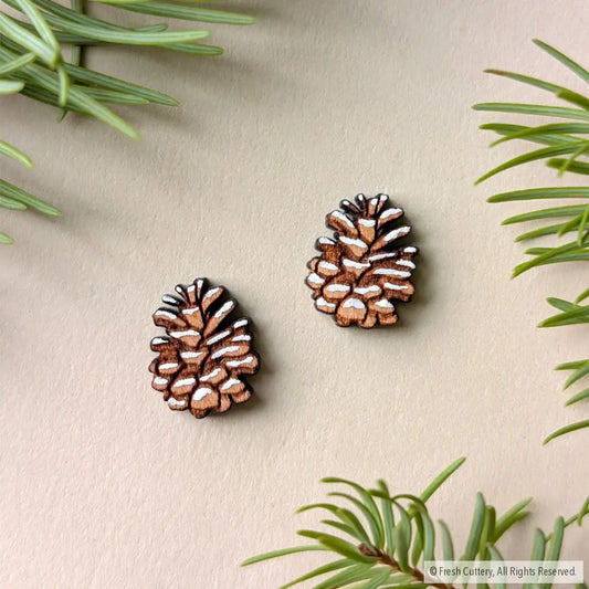 Snowy Pine Cone Studs Studs