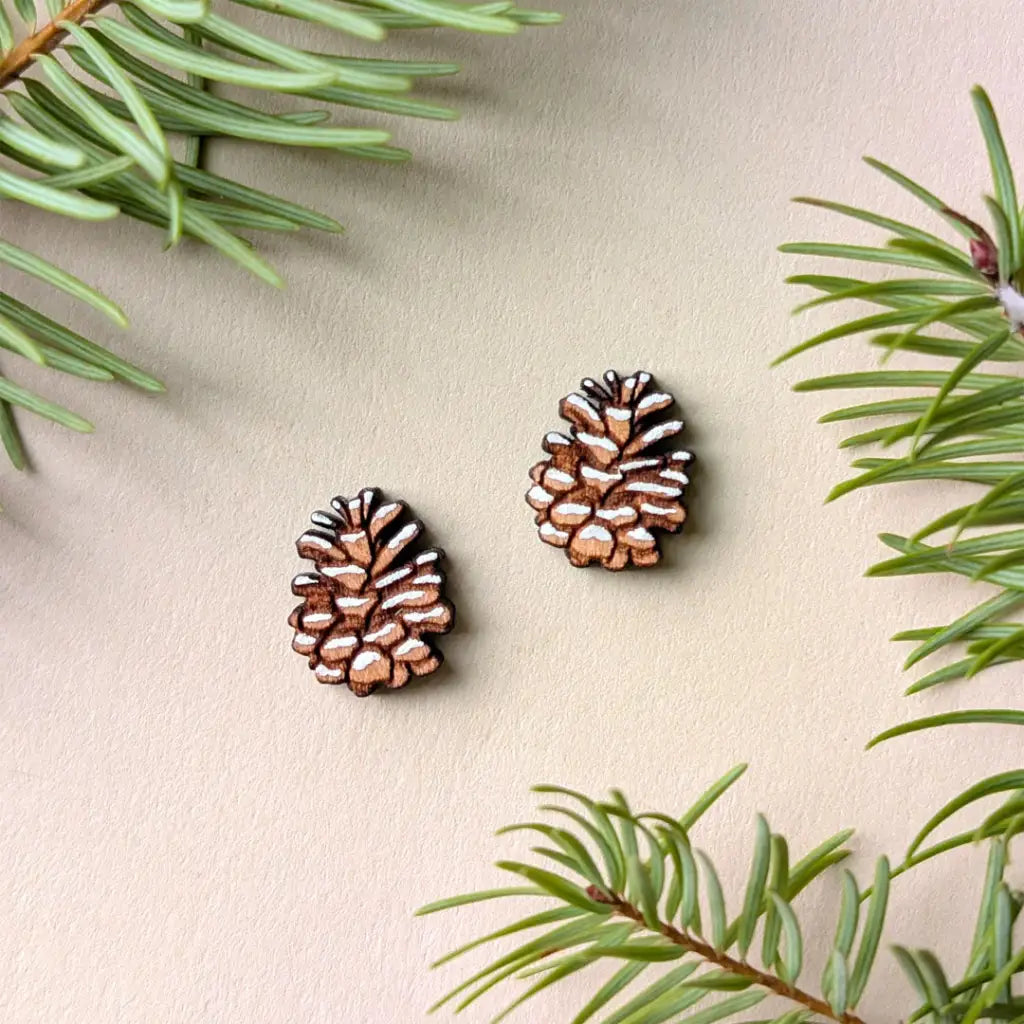 Snowy Pine Cone Studs Studs