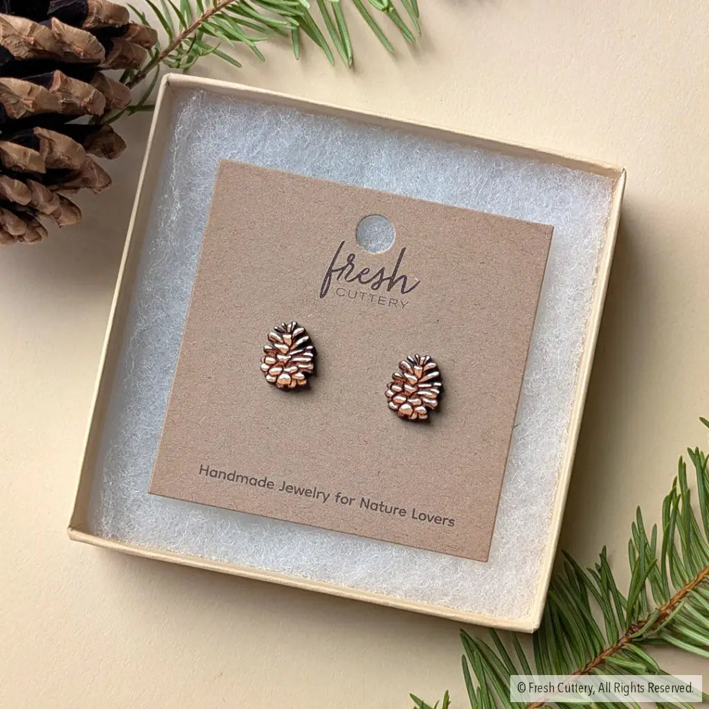 Snowy Pine Cone Studs Studs