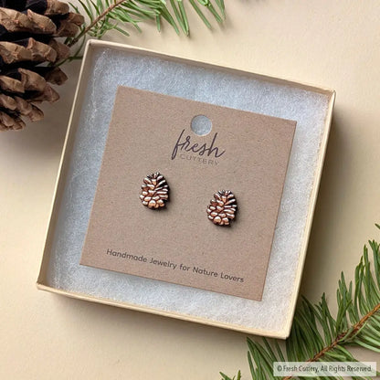 Snowy Pine Cone Studs Studs
