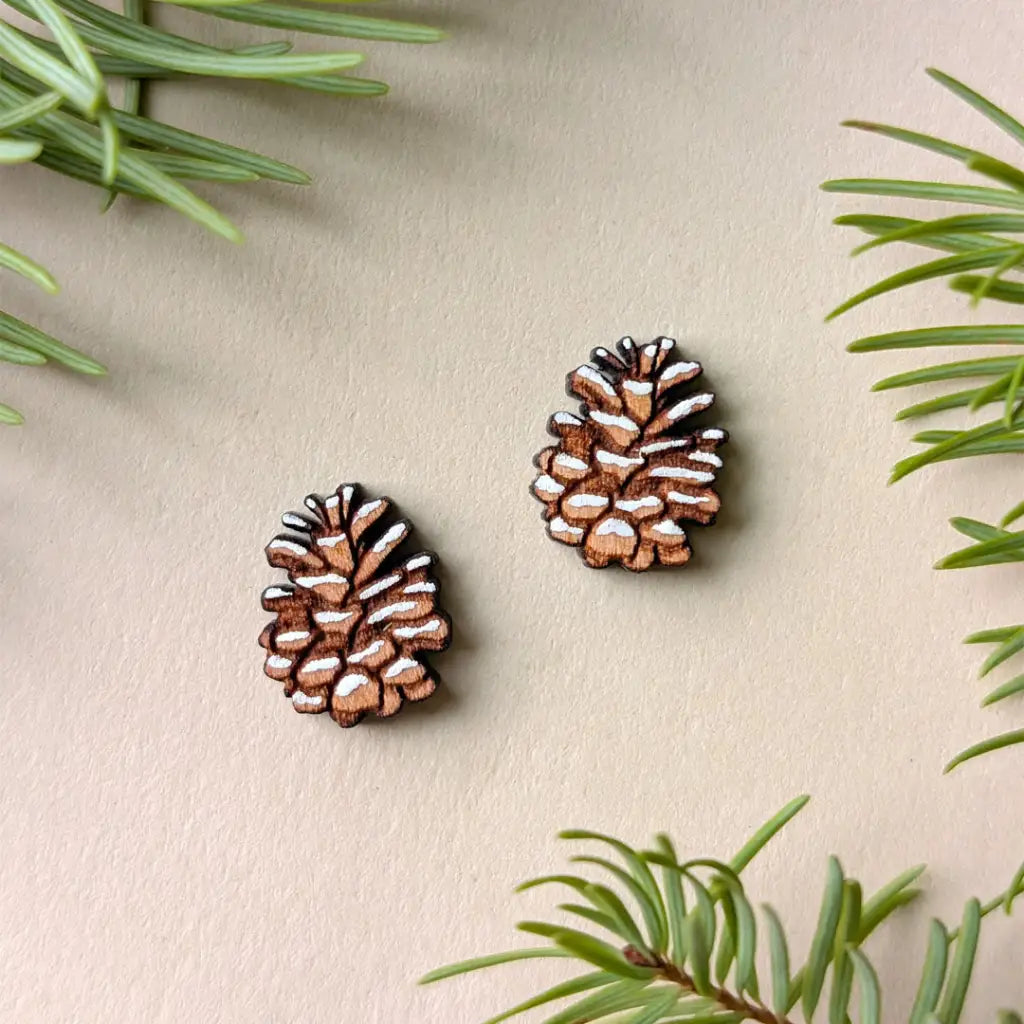 Snowy Pine Cone Studs Studs