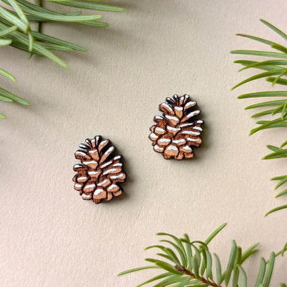 Snowy Pine Cone Studs Studs