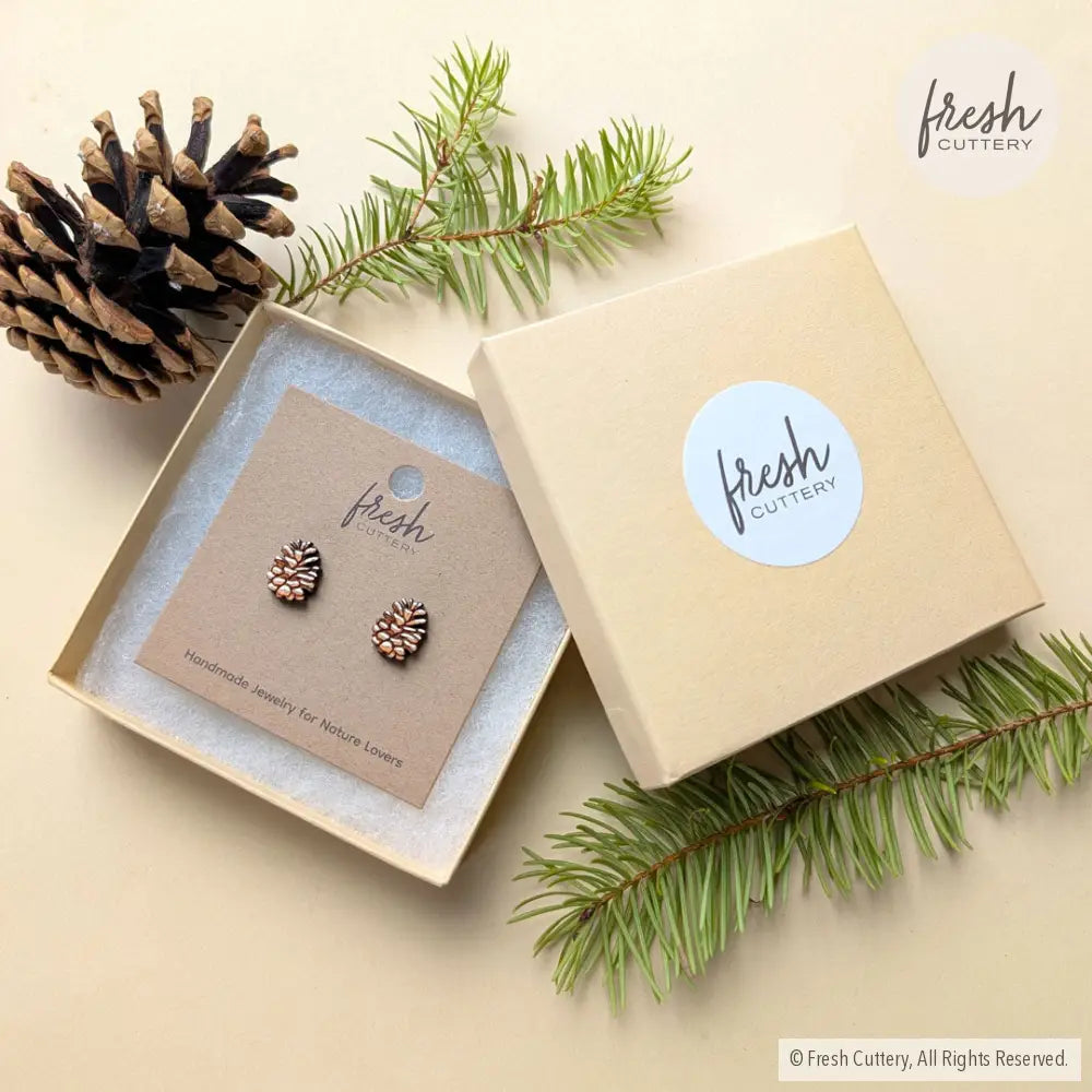 Snowy Pine Cone Studs Studs