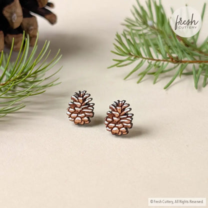 Snowy Pine Cone Studs Studs