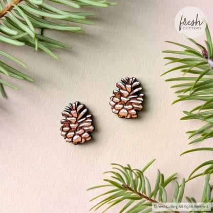 Snowy Pine Cone Studs Studs