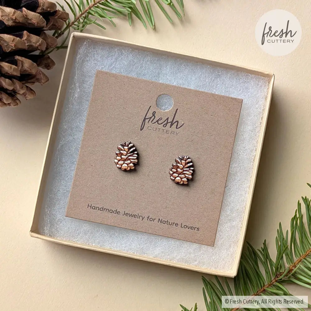 Snowy Pine Cone Studs Studs