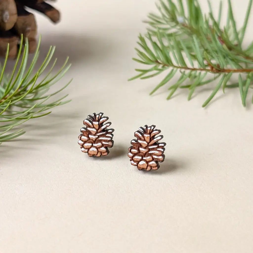 Snowy Pine Cone Studs Studs