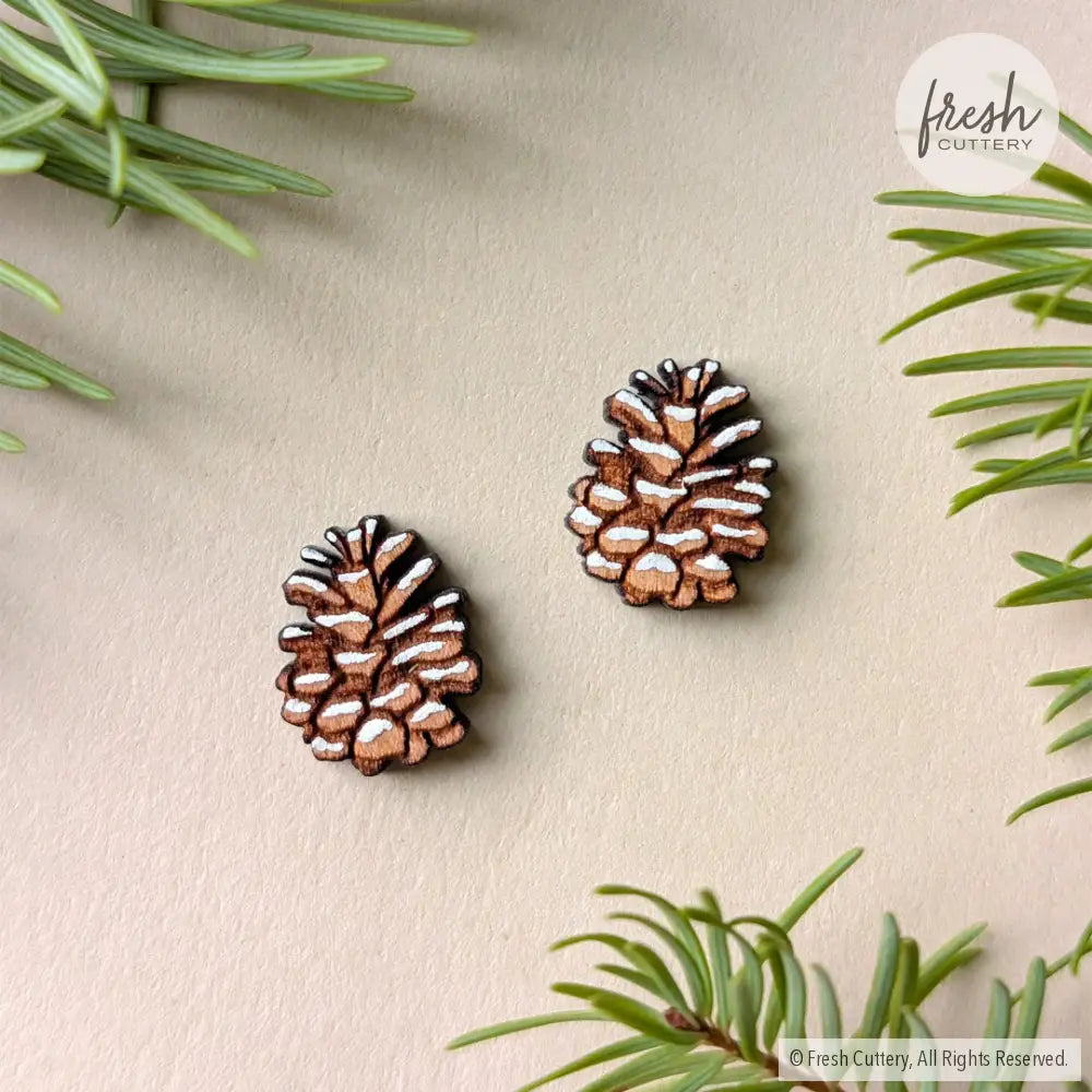Snowy Pine Cone Studs Studs