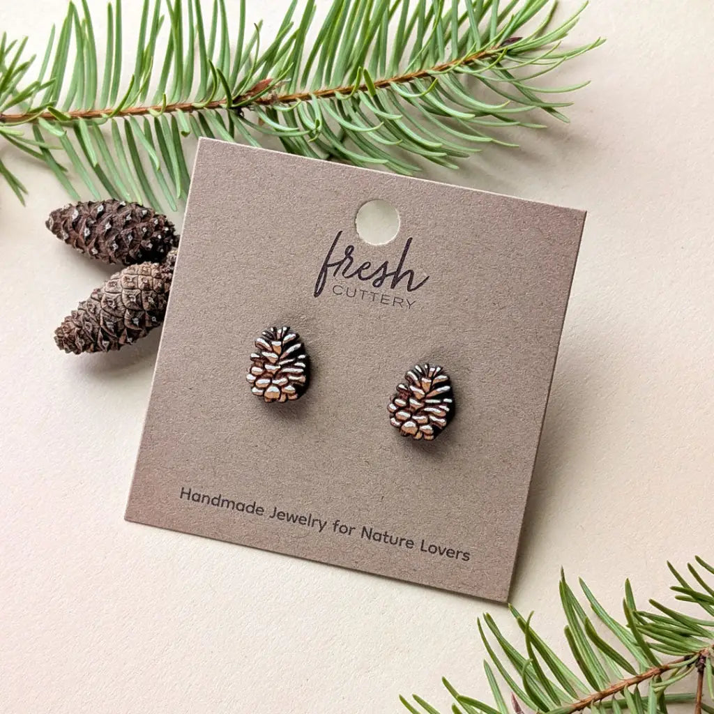 Snowy Pine Cone Studs Studs