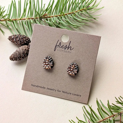 Snowy Pine Cone Studs Studs