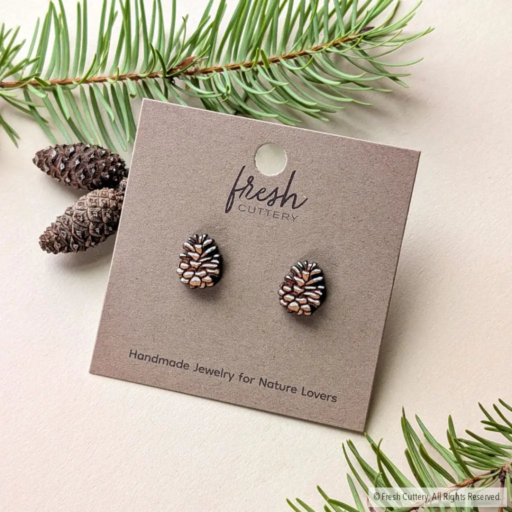 Snowy Pine Cone Studs Studs