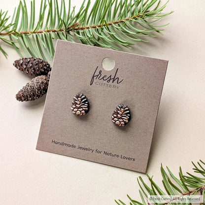 Snowy Pine Cone Studs Studs