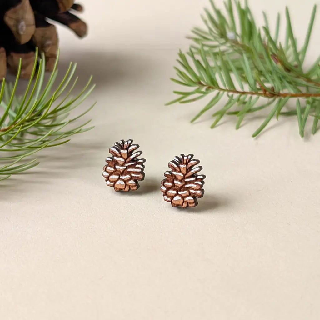 Snowy Pine Cone Studs Studs
