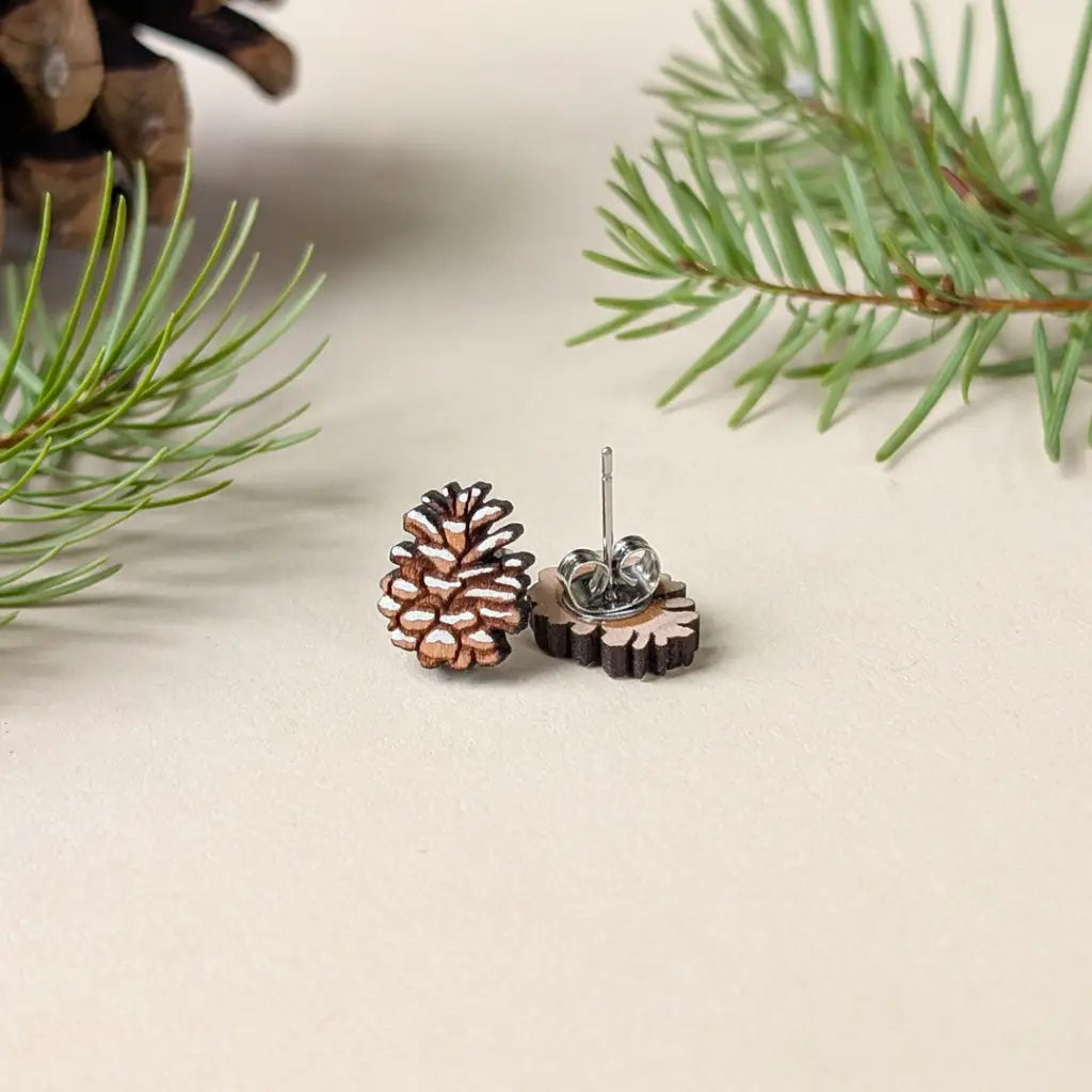 Snowy Pine Cone Studs Studs