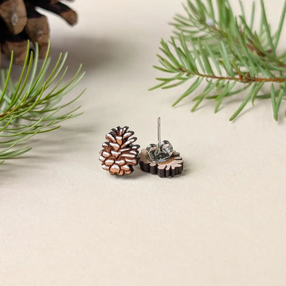 Snowy Pine Cone Studs Studs