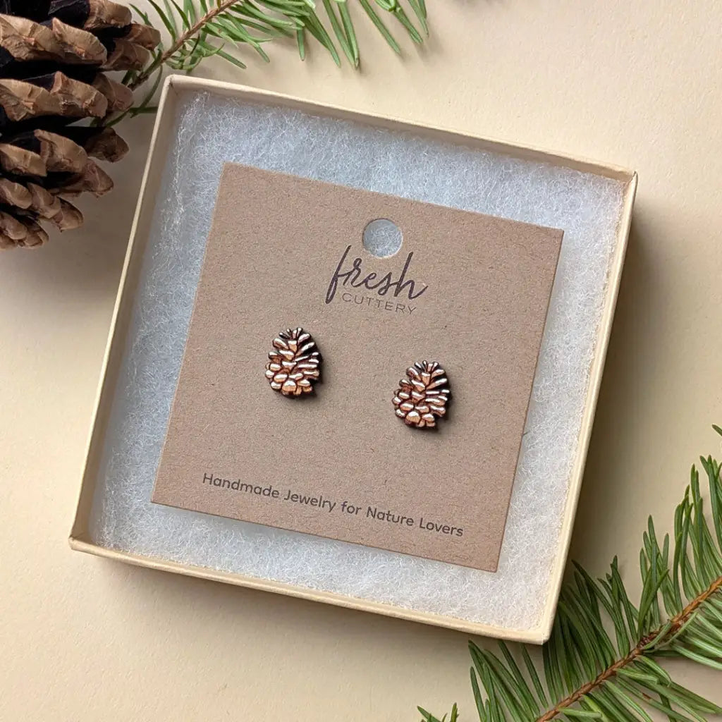 Snowy Pine Cone Studs Studs