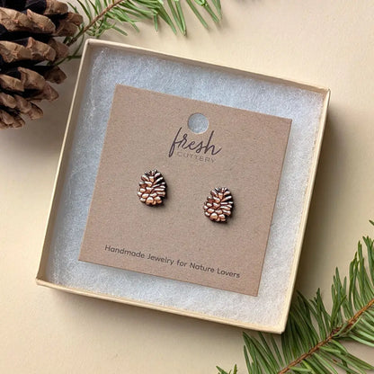 Snowy Pine Cone Studs Studs