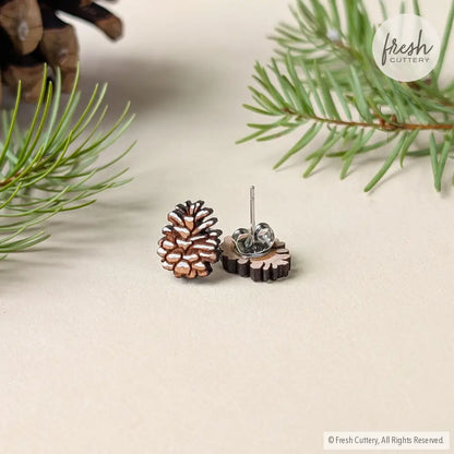 Snowy Pine Cone Studs Studs