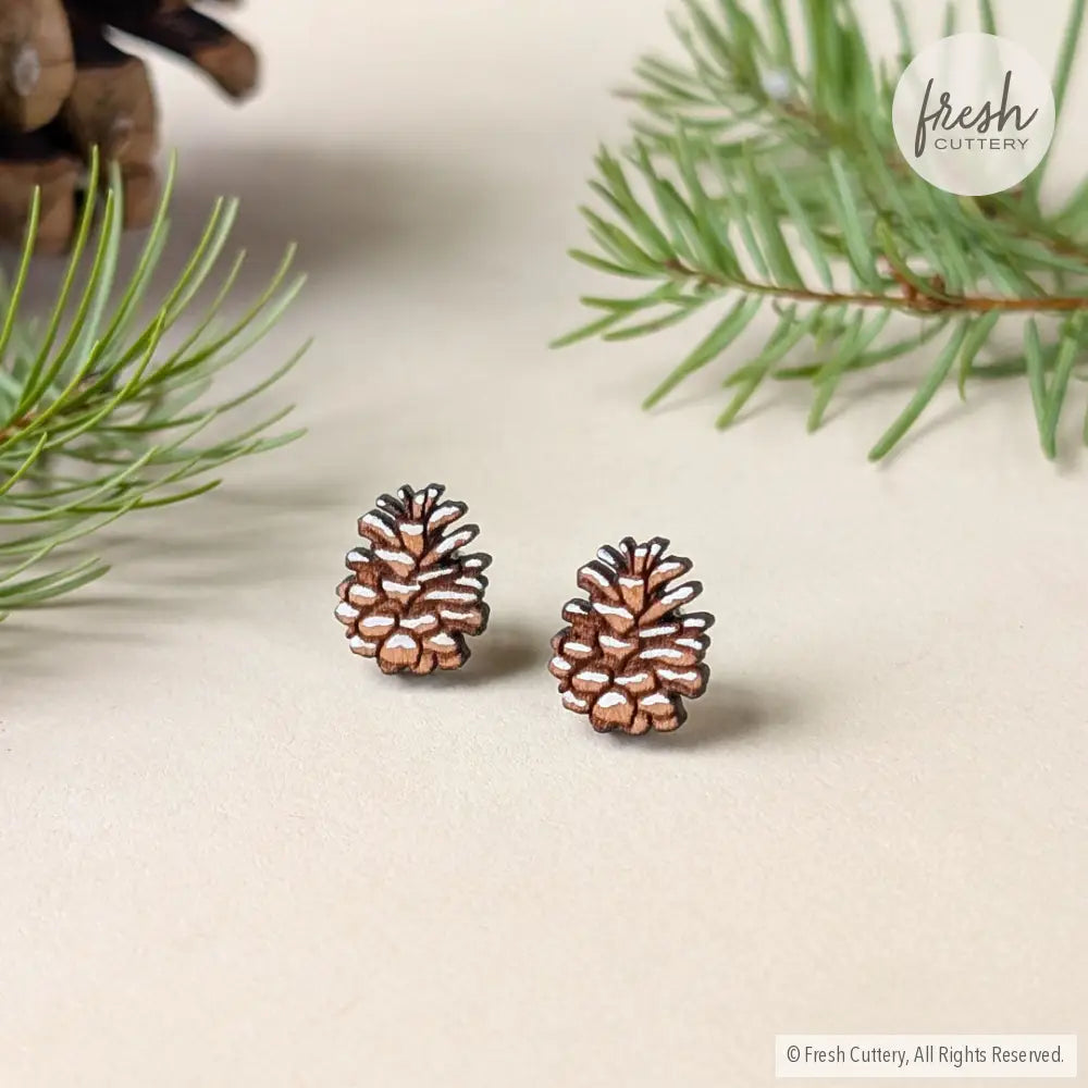 Snowy Pine Cone Studs Studs