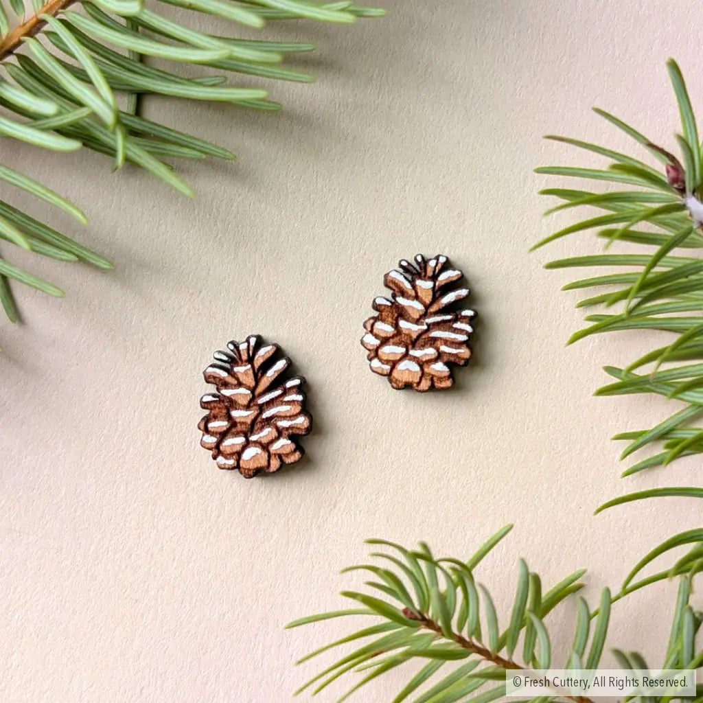 Snowy Pine Cone Studs Studs
