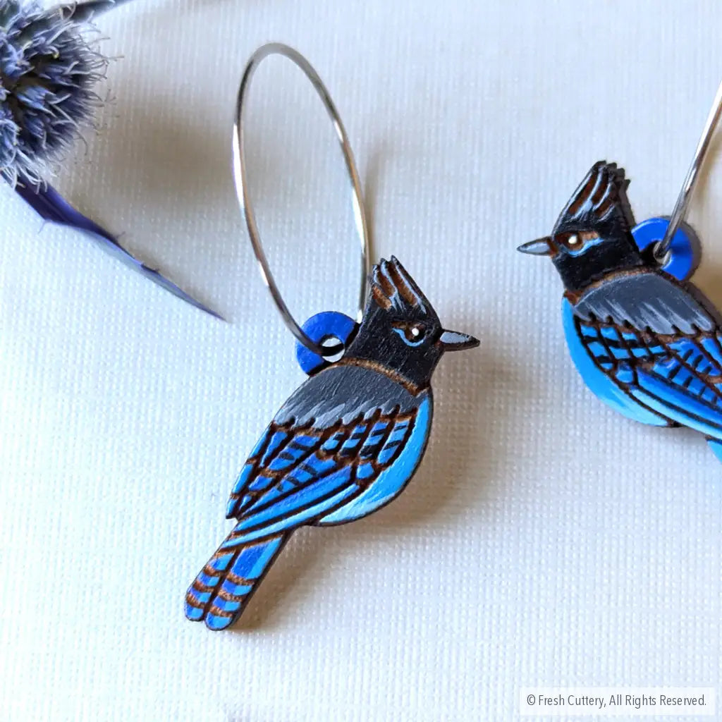Steller’s Jay Mini Hoops Dangle And Drop Earrings