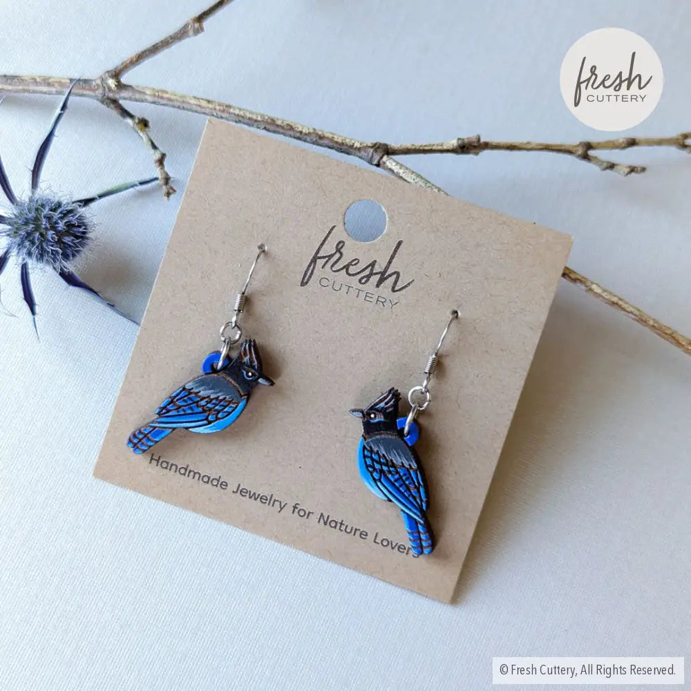 Steller’s Jay Mini Hoops Dangle And Drop Earrings