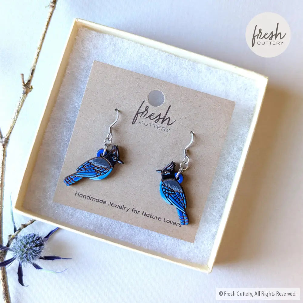 Steller’s Jay Mini Hoops Dangle And Drop Earrings