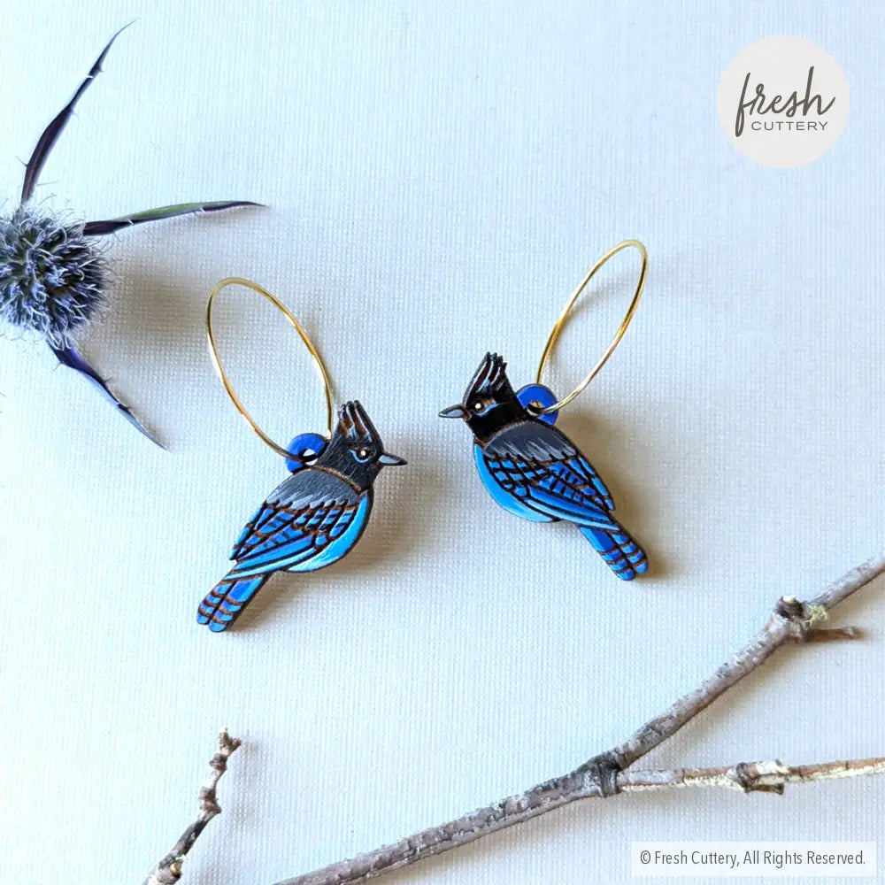 Steller’s Jay Mini Hoops Gold Dangle And Drop Earrings