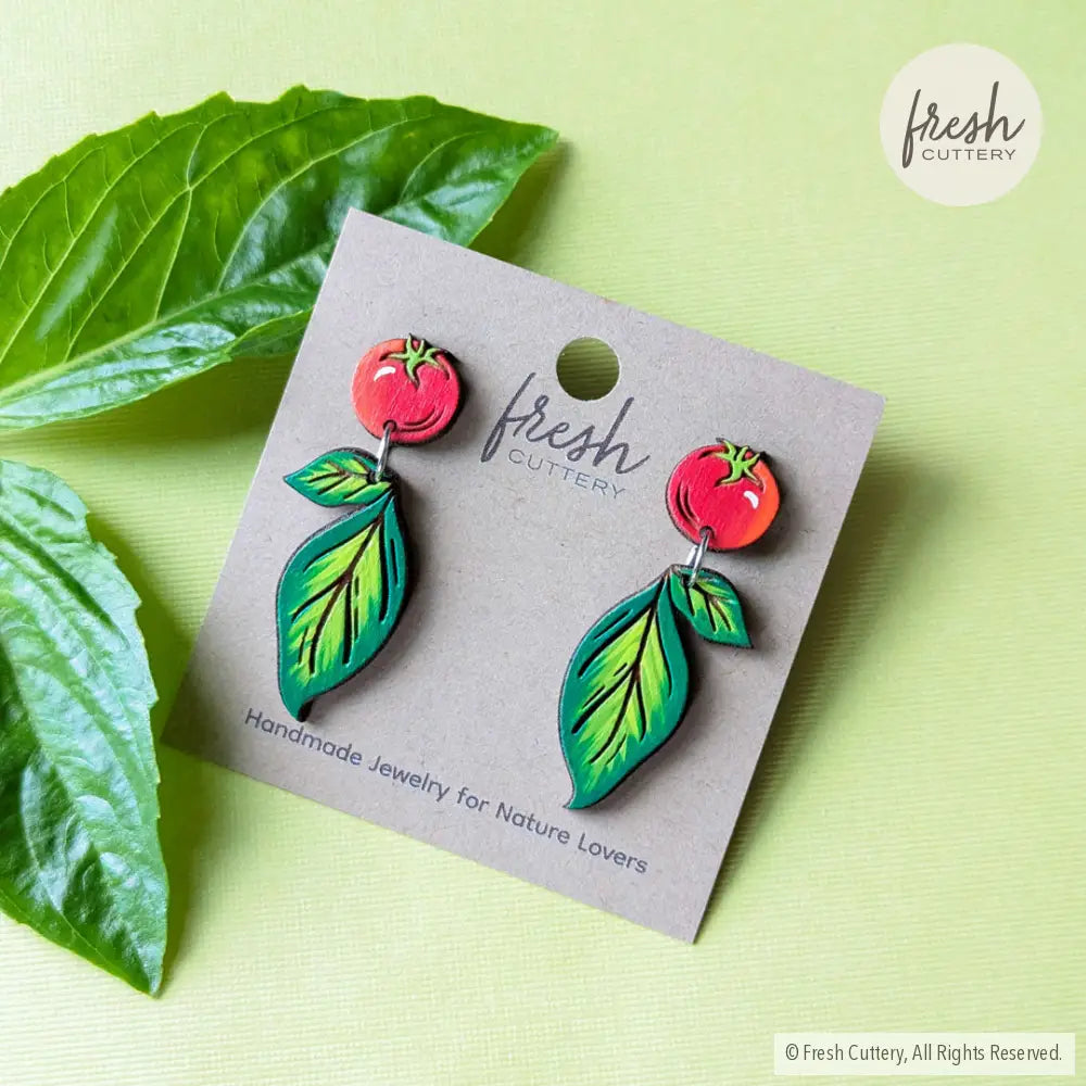 Tomato Basil Earrings Dangle And Drop