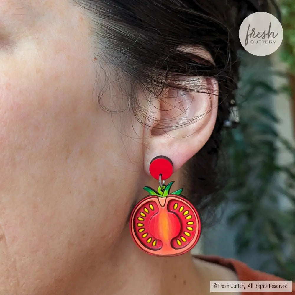 Tomato Slice Earrings Dangle And Drop