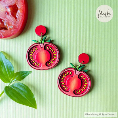 Tomato Slice Earrings Gold Studs Dangle And Drop