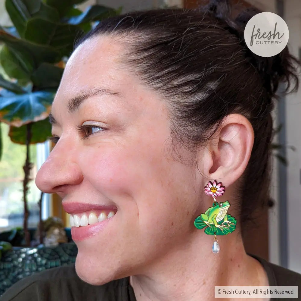 Tree Frog Statement Earrings Dangle And Drop